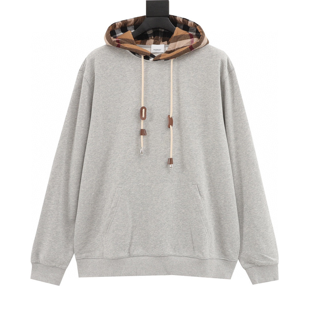 Burberry Plaid Splicing Hooded Sweatshirt