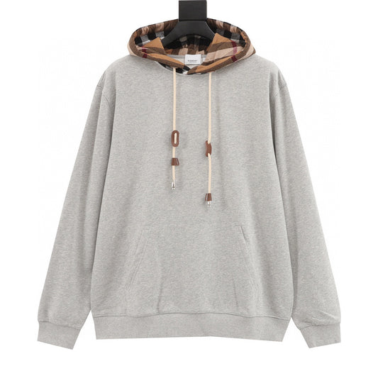 Burberry Plaid Splicing Hooded Sweatshirt