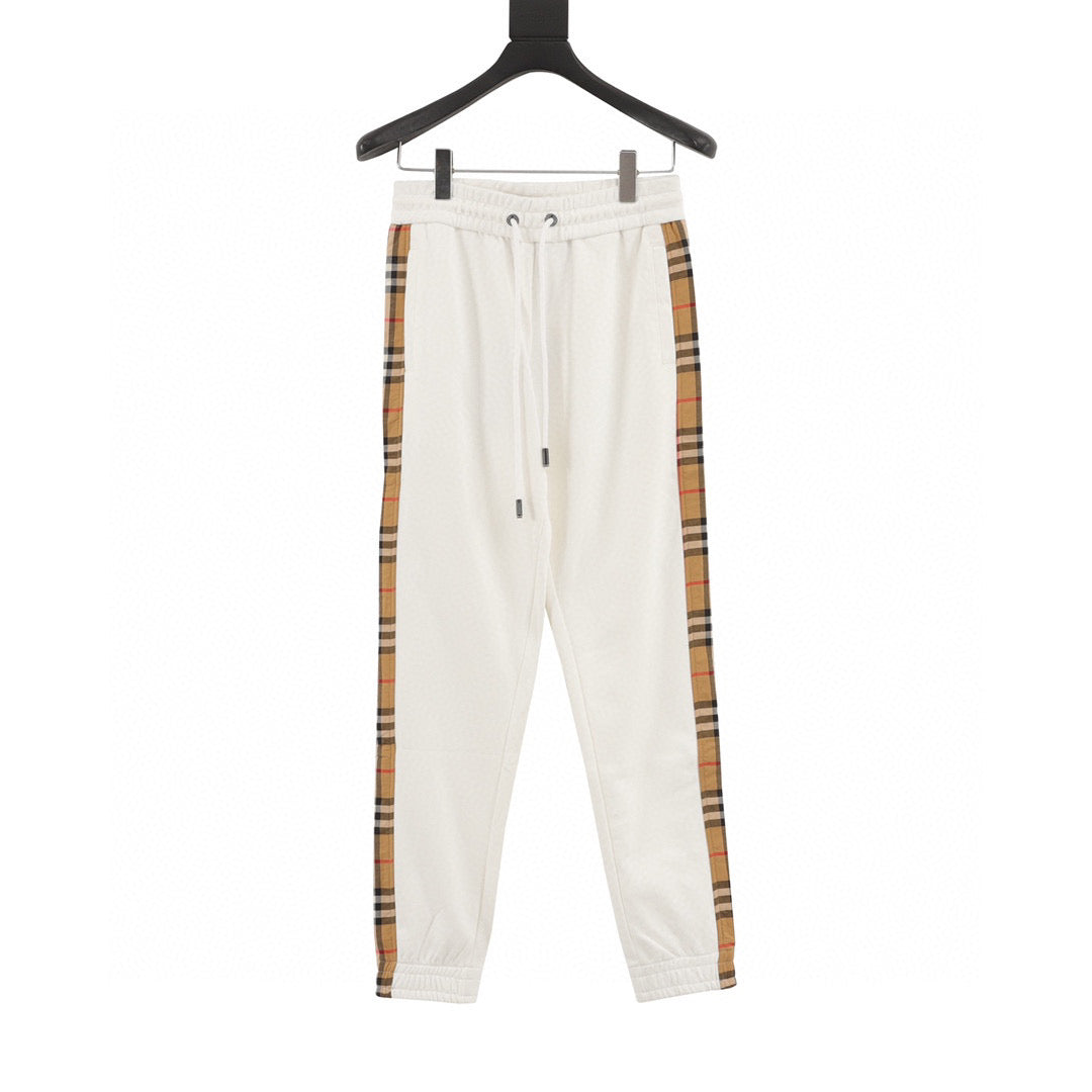 Burberry Side Plaid Cotton Trousers