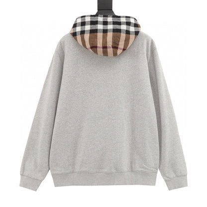 Burberry Plaid Splicing Hooded Sweatshirt