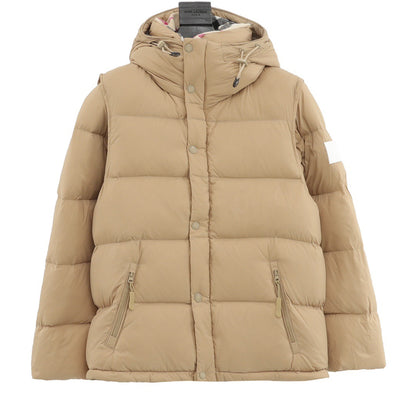 Burberry Quilted Nylon Down Hooded Jacket with Detachable Sleeves