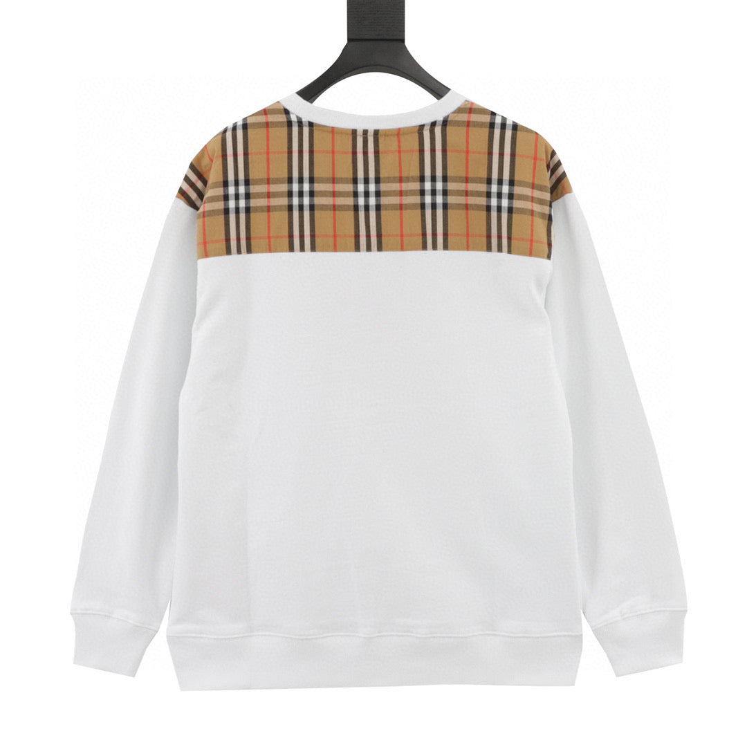 Burberry Plaid Pocket Splicing Crew Neck Sweatshirt