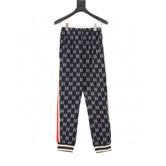 Gucci Navy Cotton Jacquard GG Pants