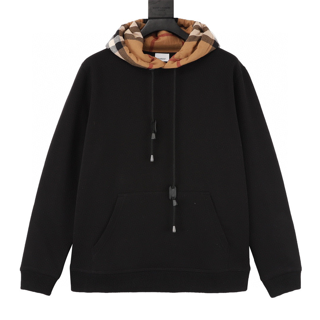 Burberry Plaid Splicing Hooded Sweatshirt