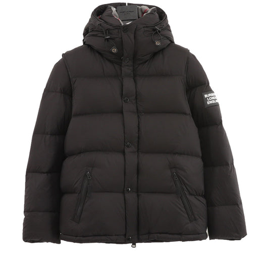 Burberry Quilted Nylon Down Hooded Jacket with Detachable Sleeves