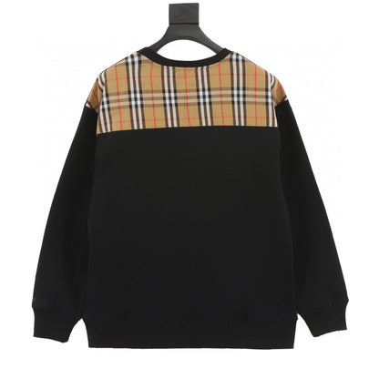 Burberry Plaid Pocket Splicing Crew Neck Sweatshirt