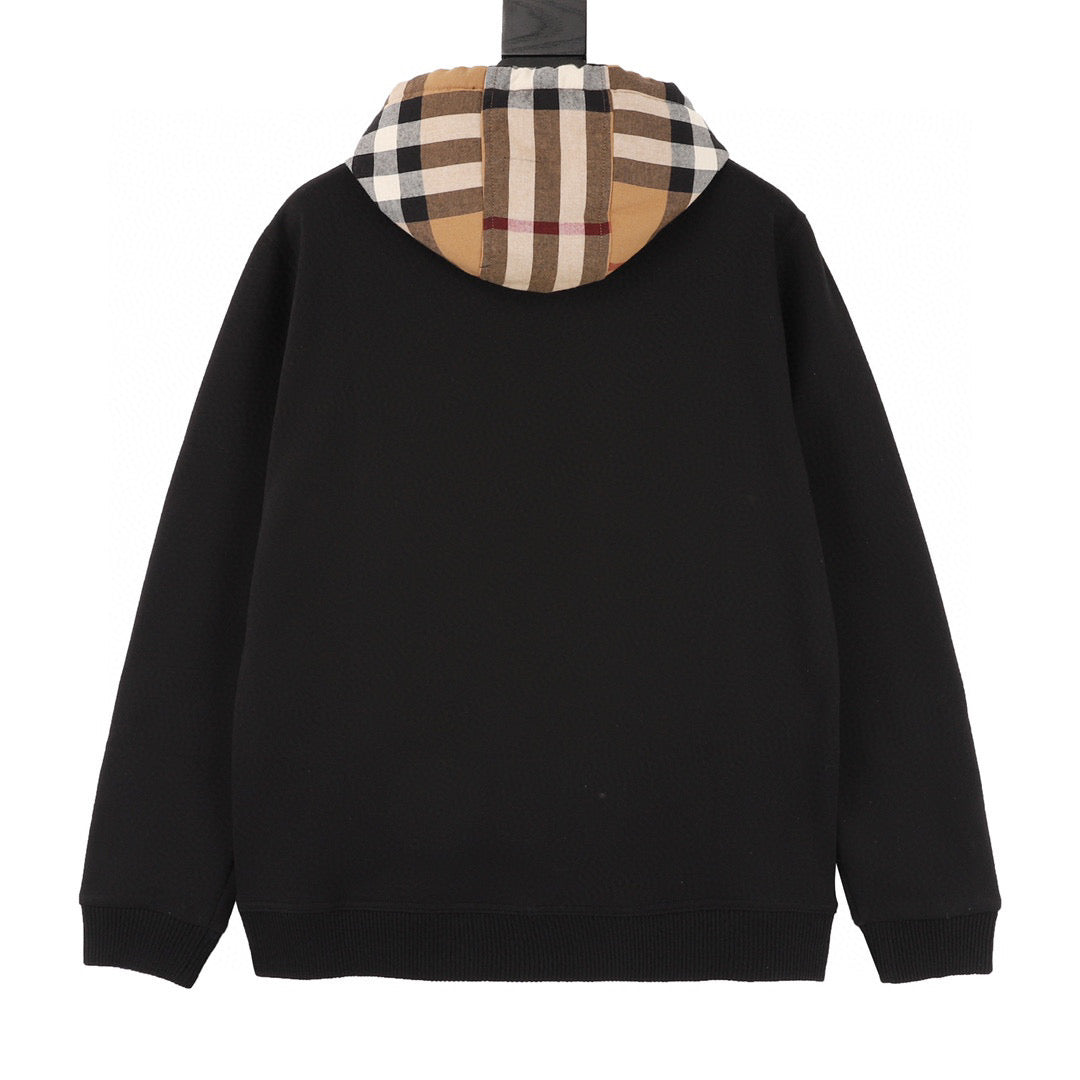 Burberry Plaid Splicing Hooded Sweatshirt