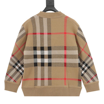 Burberry Striped Plaid Jacquard Knit Sweater