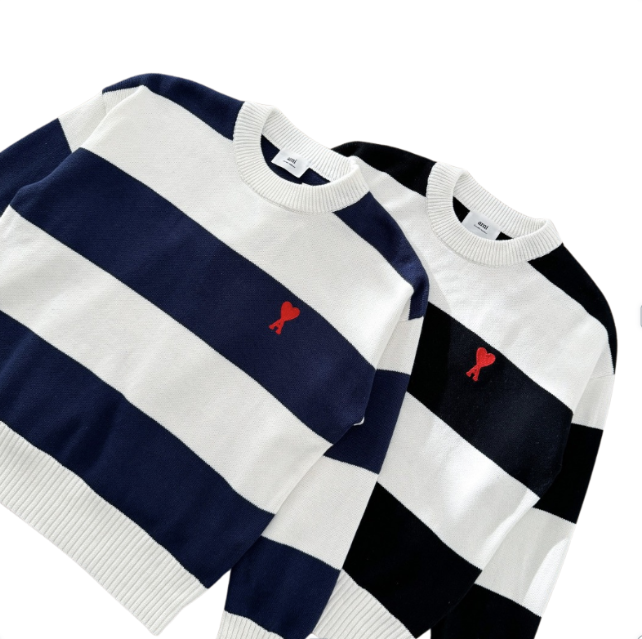 Ami Striped Cotton Blend Sweatshirt